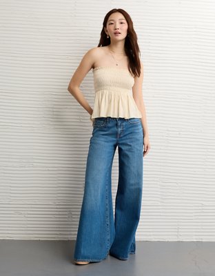 AE Sunchaser Knit Ruffle Smocked Tube Top
