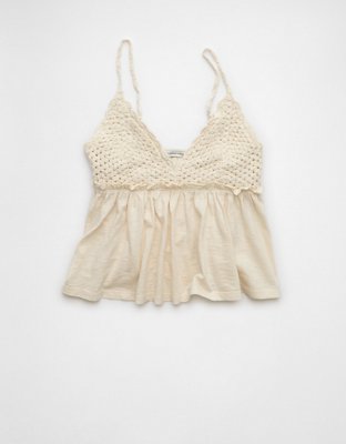 AE Sunchaser Knit Crochet Babydoll Cami