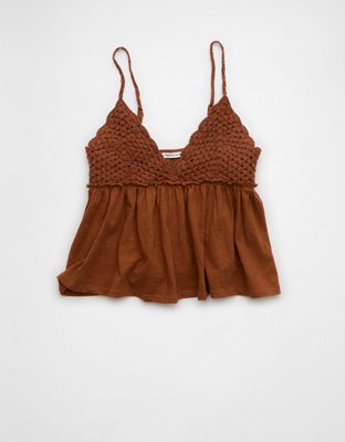 AE Sunchaser Knit Crochet Babydoll Cami