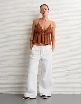 AE Sunchaser Knit Crochet Babydoll Cami