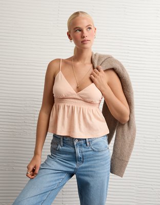 AE Sunchaser Smocked Babydoll Tank Top