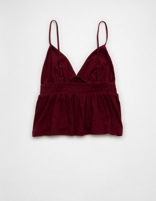 AE Sunchaser Smocked Babydoll Tank Top