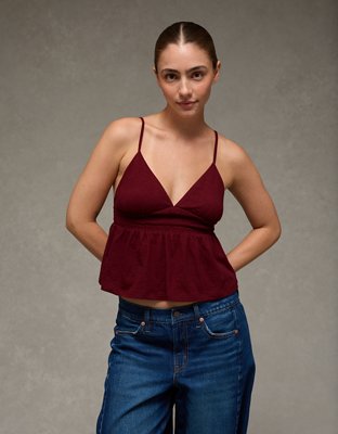 AE Sunchaser Smocked Babydoll Tank Top