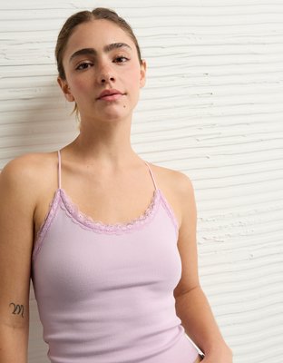 AE Strappy Go Lucky Top sin Mangas Cortado con Encaje