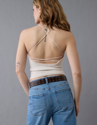 AE Strappy Go Lucky Cropped Lace Tank Top