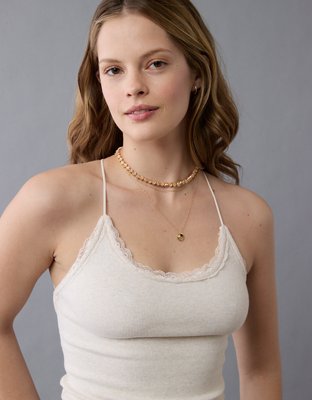 AE Strappy Go Lucky Cropped Lace Tank Top