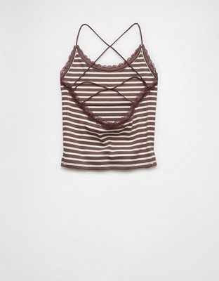 AE Strappy Go Lucky Top sin Mangas Cortado con Encaje