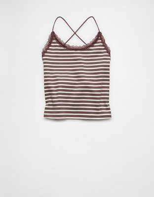 AE Strappy Go Lucky Top sin Mangas Cortado con Encaje