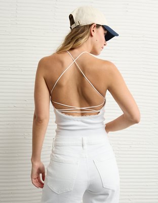 AE Strappy Go Lucky Cropped Lace Tank Top