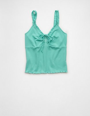 AE Flutter Strap Tie-Front Tank Top