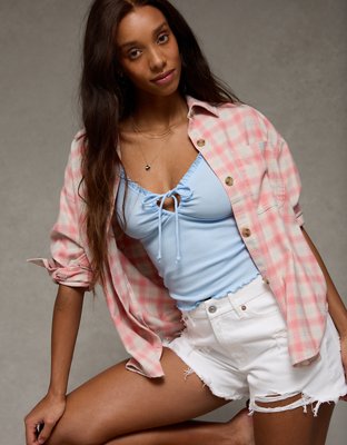 AE Flutter Strap Tie-Front Tank Top