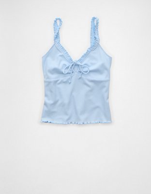 AE Flutter Strap Tie-Front Tank Top