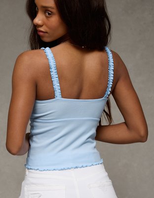 AE Flutter Strap Tie-Front Tank Top