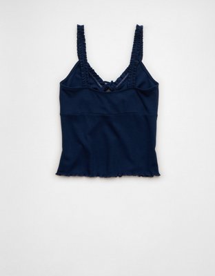 AE Flutter Strap Tie-Front Tank Top