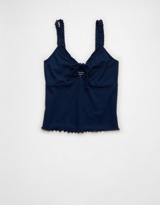 AE Flutter Strap Tie-Front Tank Top