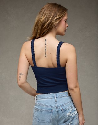 AE Flutter Strap Tie-Front Tank Top