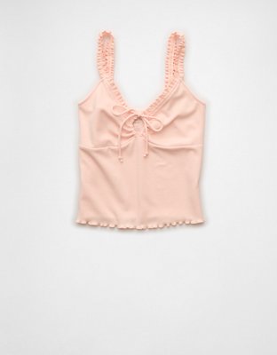 AE Flutter Strap Tie-Front Tank Top