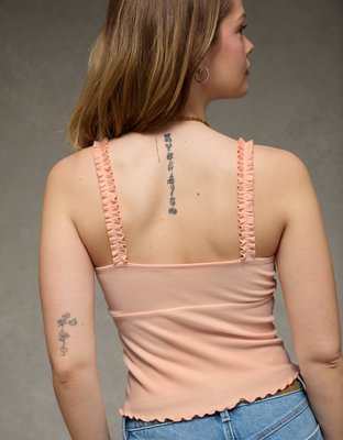 AE Flutter Strap Tie-Front Tank Top