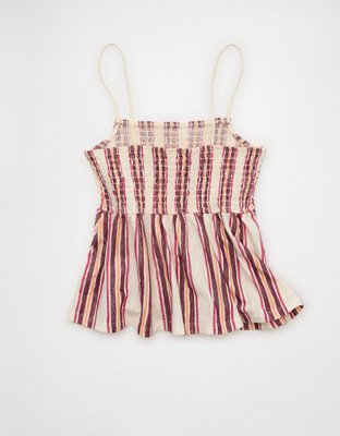 AE Sunchaser Babydoll Smocked Tank Top