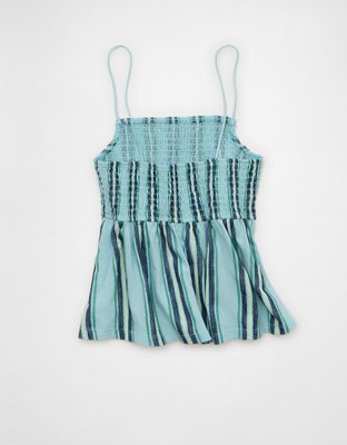 AE Sunchaser Babydoll Smocked Tank Top