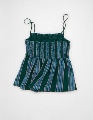 AE Sunchaser Babydoll Smocked Tank Top | American Eagle