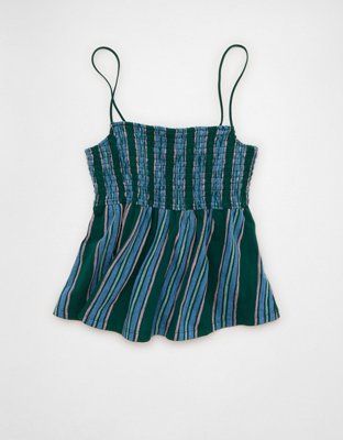 AE Sunchaser Babydoll Smocked Tank Top