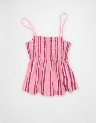 AE Sunchaser Babydoll Smocked Tank Top | American Eagle