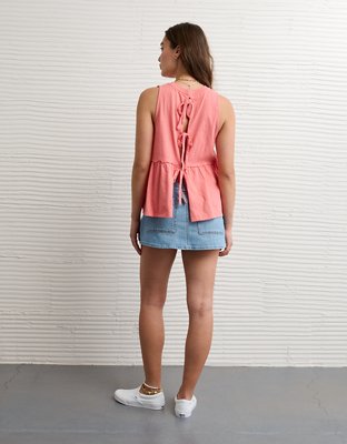 AE Sunchaser Tie-Back Babydoll Tank Top | American Eagle