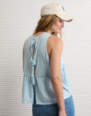 AE Sunchaser Tie-Back Babydoll Tank Top | American Eagle