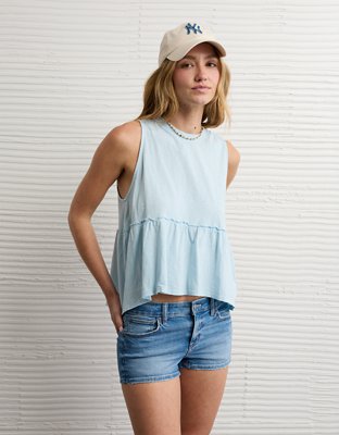 AE Sunchaser Tie-Back Babydoll Tank Top | American Eagle