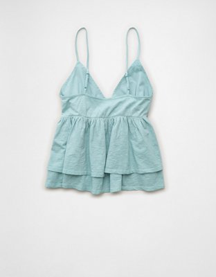 AE Sunchaser Eyelet Ruffle Babydoll Cami Top