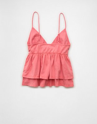 AE Sunchaser Eyelet Ruffle Babydoll Cami Top