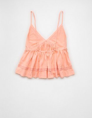 AE Sunchaser Lace Trim Babydoll Tank Top