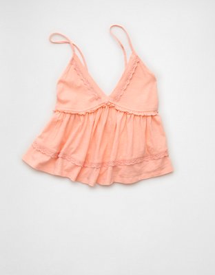 AE Sunchaser Lace Trim Babydoll Tank Top