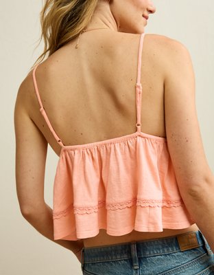 AE Sunchaser Lace Trim Babydoll Tank Top