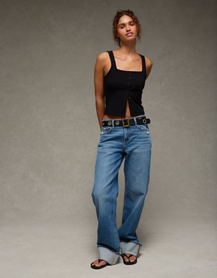 AE Square Neck Button-Up Tank Top