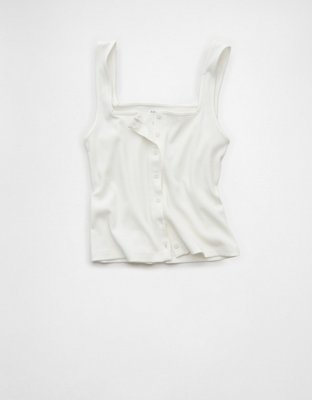 AE Square Neck Button-Up Tank Top