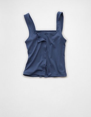 AE Square Neck Button-Up Tank Top