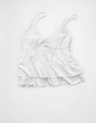 AE Sunchaser Eyelet Ruffle Babydoll Cami Top