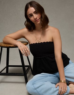 AE Sunchaser Crochet Babydoll Tube Top | American Eagle