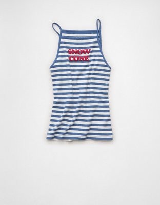 AE Apron-Neck Graphic Tank Top