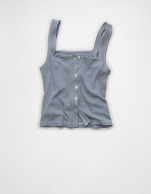 AE Square Neck Button-Up Tank Top