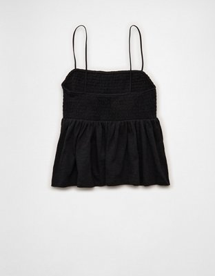 AE Sunchaser Babydoll Smocked Tank Top | American Eagle