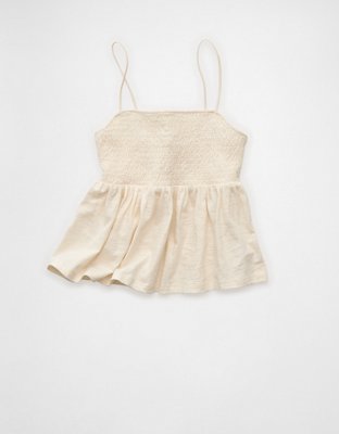 AE Sunchaser Babydoll Smocked Tank Top