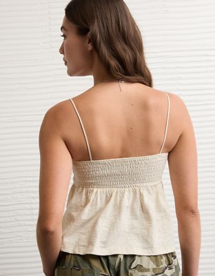 AE Sunchaser Babydoll Smocked Tank Top
