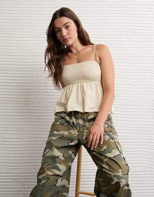 AE Sunchaser Babydoll Smocked Tank Top