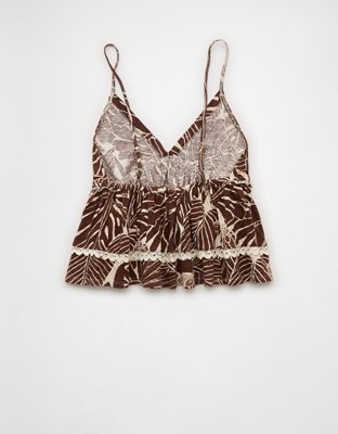 AE Sunchaser Lace Trim Babydoll Tank Top