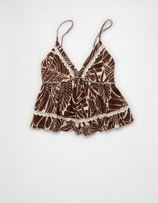 AE Sunchaser Lace Trim Babydoll Tank Top
