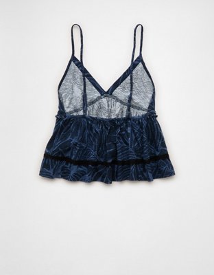 AE Sunchaser Lace Trim Babydoll Tank Top