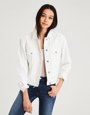 AE White Denim Jacket White American Eagle Outfitters
